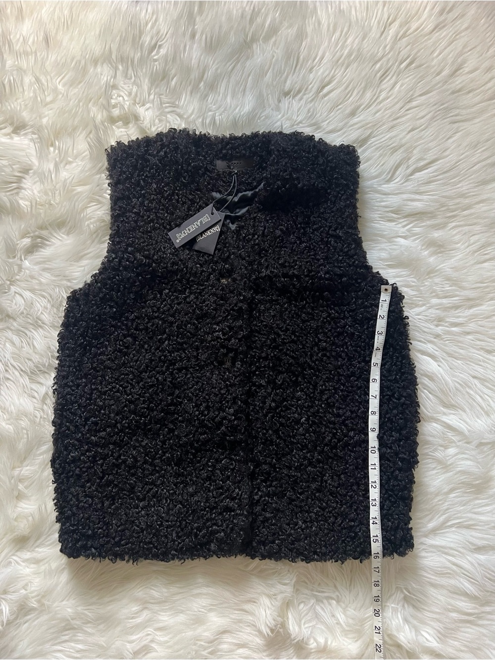Blank NYC Womens Black Curly Faux-Sherpa Button Vest - Picture 4 of 9